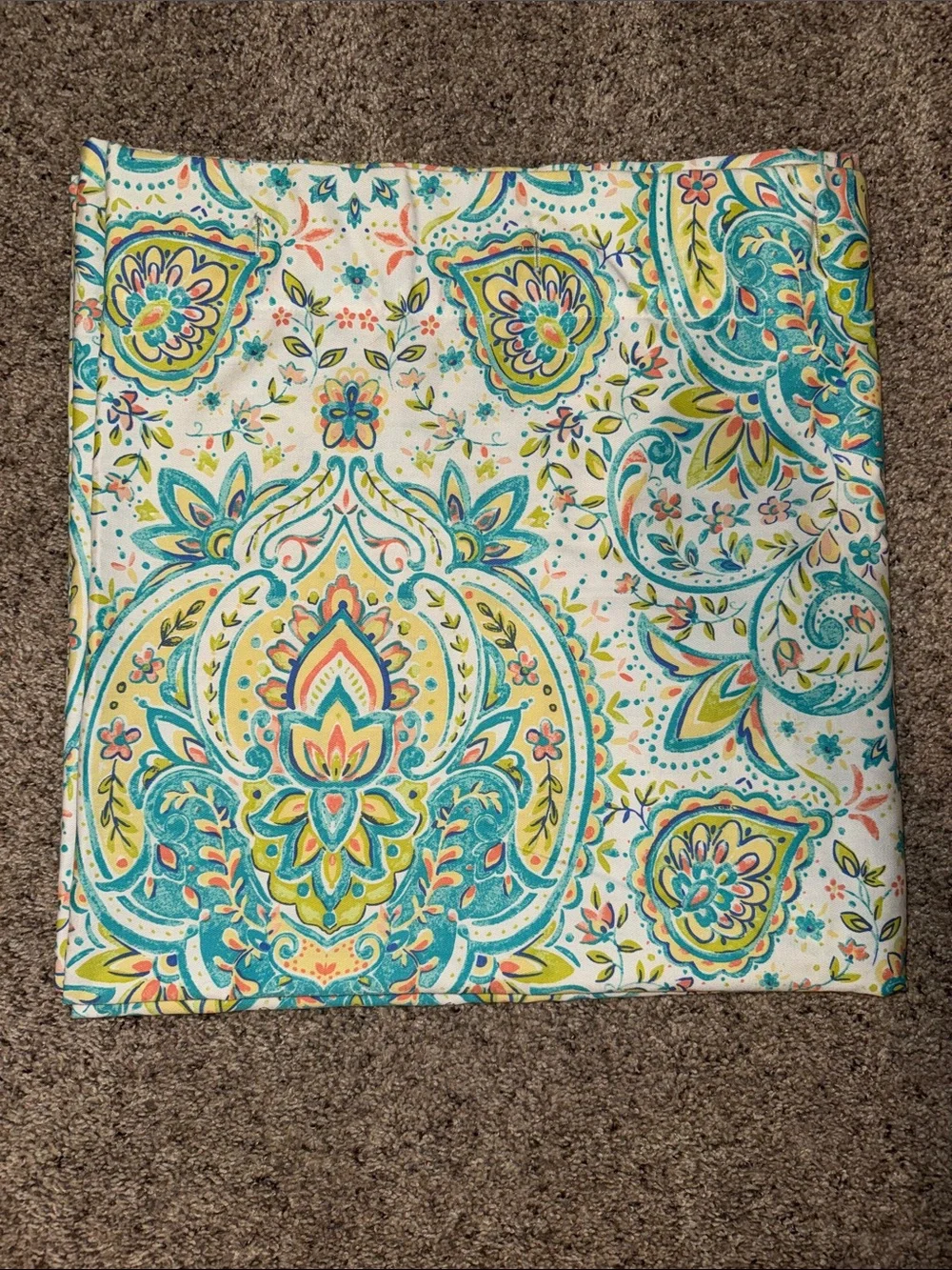 Cynthia Rowley Teal, Coral & Yellow Floral/Paisley Shower Curtain